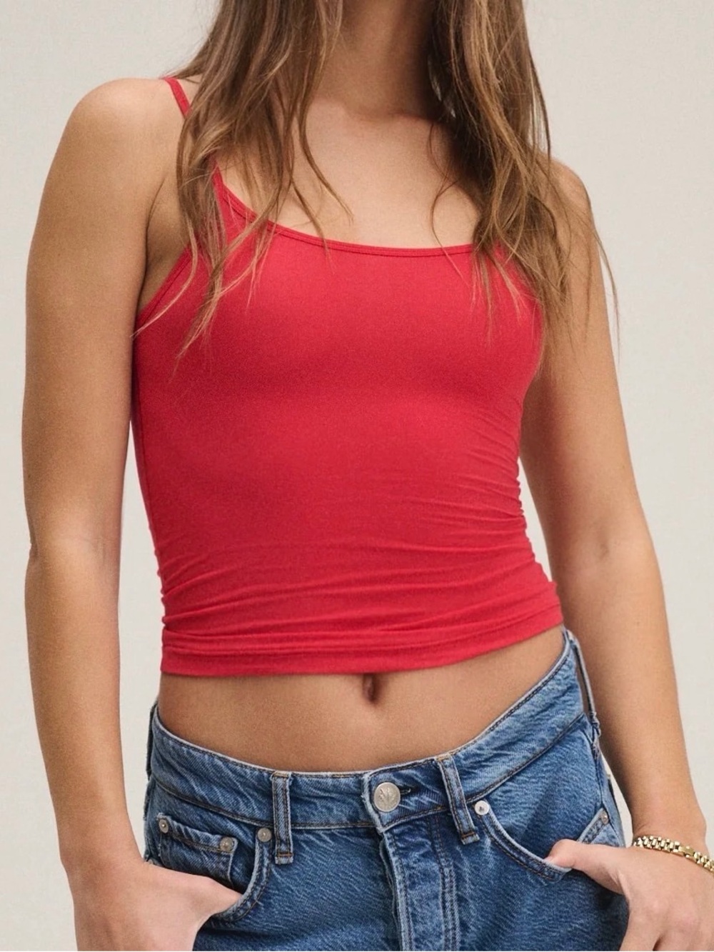 CHAM Carrie Thin Strap Tank in red